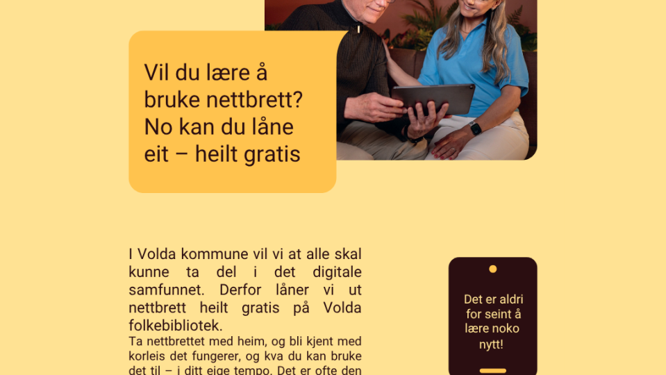 Lenkje til artikkel: Vil du lære å bruke nettbrett? No kan du låne eit  - heilt gratis!