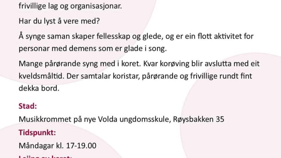 Lenkje til artikkel: Velkommen til Volda Demenskor